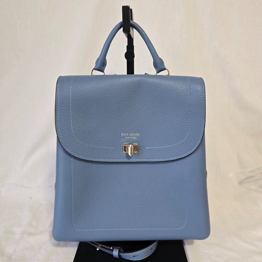 Kate Spade Essential Medium Backpack Manta Blue Leather w/ Dust Bag NWOT